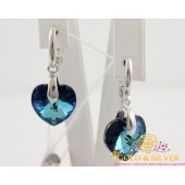 Срибні сережки Симпатія Swarovski